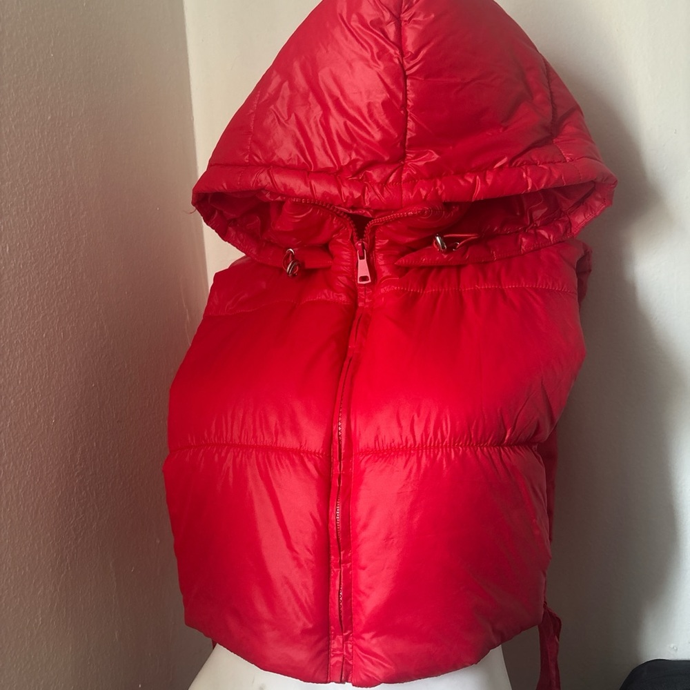 Red Hooded Puffer Vest